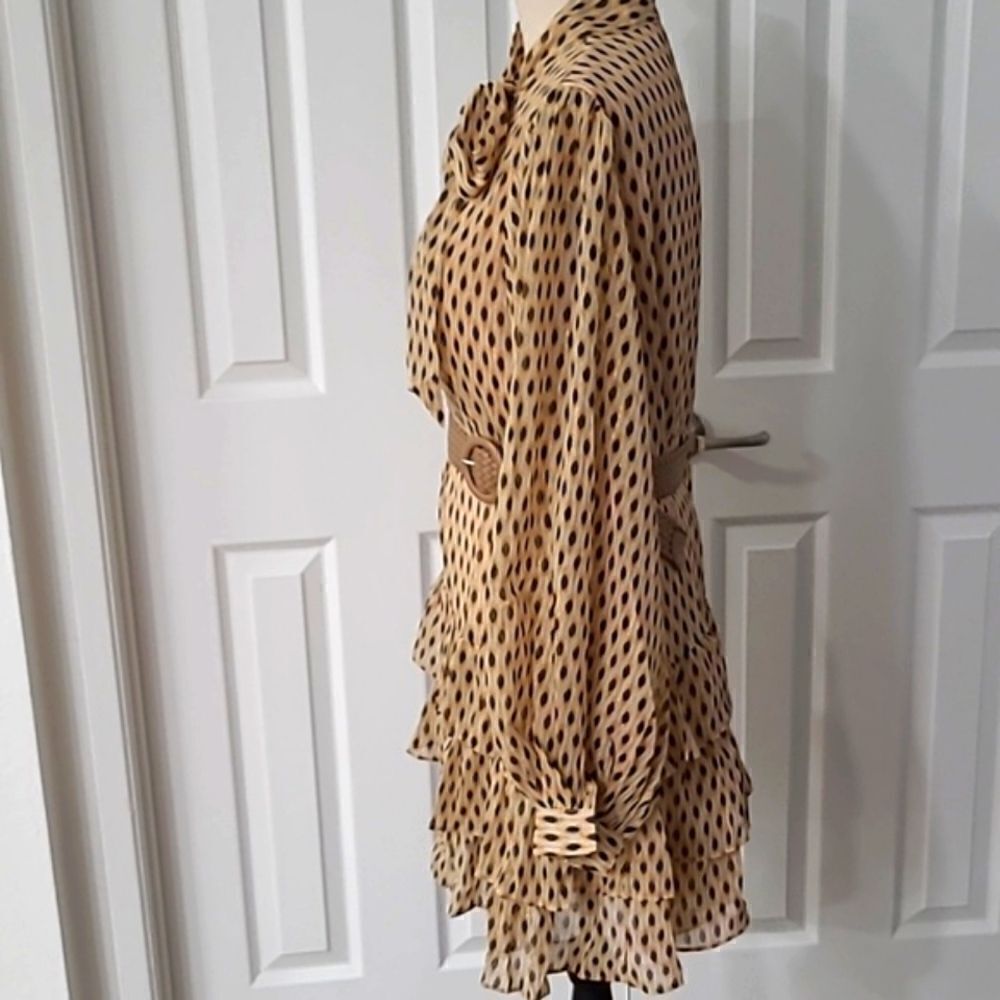 Chiffon Ruffled Dotted Mini Neutral Tan Gold - Picture 5 of 13